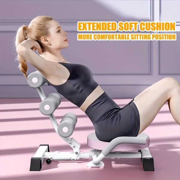 1pc Foldable Abdominal Exercise Equipment - Spring-Assisted Sit-Up Assistant with 360° Rotating Disk, Durable Iron, Transparent Pink - Ideal for Core Strengthening & Muscle Toning, Gym Accessories - Image 3