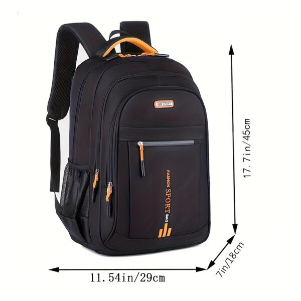 [Black Nylon Travel Backpack] Durable Large Capacity Black Nylon Backpack - Adjustable Straps, Multiple Compartments, and Tassel Detail for College, High School, Travel, and Everyday Use - Image 4