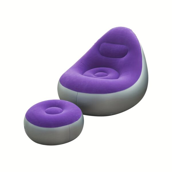 [Inflatable Sofa] 1pc Portable Inflatable Plush Sofa Lounger | Foldable with Footrest, Outdoor Recliner Chair for Camping Use - Image 11