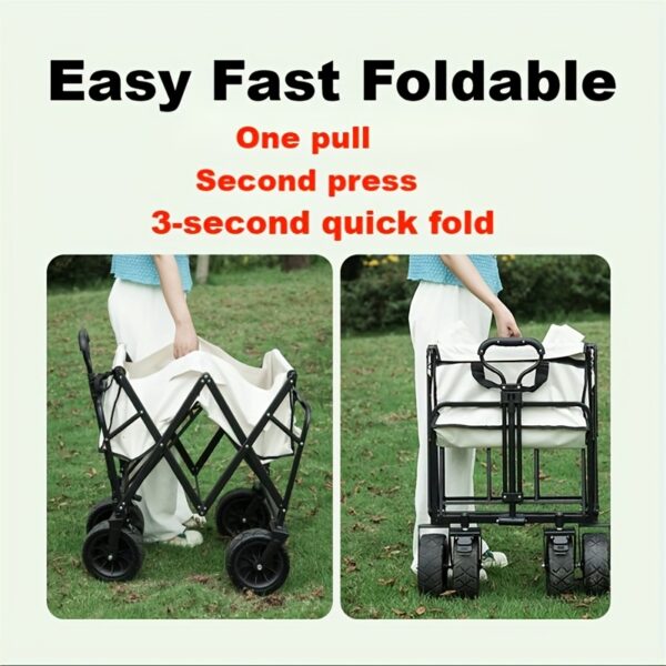 [Robust Build] Heavy-Duty Foldable Black Metal Hand Trolley with All-Terrain Wheels - Versatile for Camping, Travel, Sports, Fishing & BBQs, Easy Storage, No Power Required - Image 6