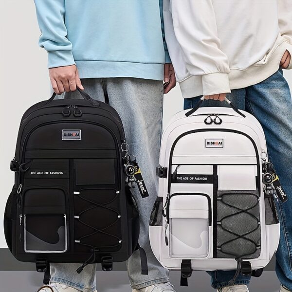 [Nylon Casual Backpack] Durable Nylon Casual Backpack - Large Capacity, Spine Protection, Zipper Closure - Hand Wash, for High School Middle School - Image 6