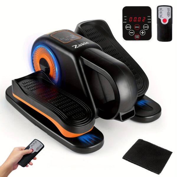 Zakle Under Desk Elliptical Machine, Elliptical Leg Exerciser W/Remote Control & 12 Adjustable Speeds, No-Installation Electric Seated Pedal Exerciser, Elliptical Training Machine 02, Without Battery