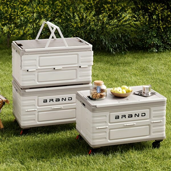 ZHOHO TANT 17.44gal Foldable Outdoor Storage Box with 360° Swivel Wheels & Handle, Durable Plastic Portable Crate for Camping, Shopping, Picnics - Multi-Purpose Space-Saving Design, Camping Storage, Picnic Essentials Carrier, Box,Cabinet,Rack for Outdoor Storage - Image 9