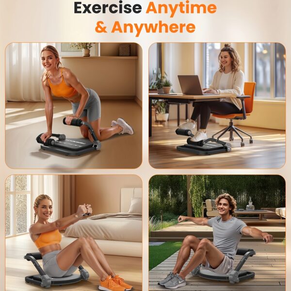 SRIFY Multi-Functional Ab Trainer Machine | Adjustable Resistance Levels for Core Workouts & Strength Training | Compact Design for Home Use | Durable Iron Frame with Comfort Grip Handles | Non-Electric, Ideal for Muscle Toning | Sleek Gray/Black with Red Accents, Gym Accessories, YOSUDA - Image 2