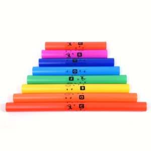 Music Sound Tube Set - 8pcs Plastic Percussion Instruments Colorful Eight-tone Tubes Music Rhythm Latin Instrument, 8-tube with Handle Early Childhood Education Teaching Aids Plastic 8-sound Tube Colorful Eight-tone Tube Base
