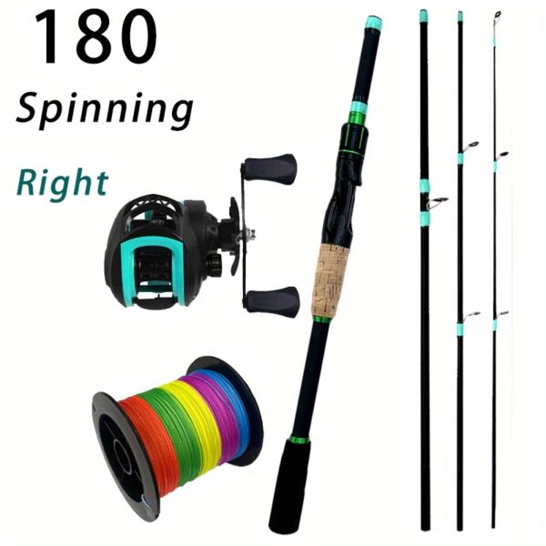 [GHOTDA Fishing Rod] GHOTDA Carbon Fishing Rod Set | Spinning Casting 1.8m Portable Travel Rod Lure Fishing Rods Surfcasting Shore Pole 4 Sections, 7.2:1 Baitcasting Reel Left/ Right, PE Fishing Line 100m - Image 7