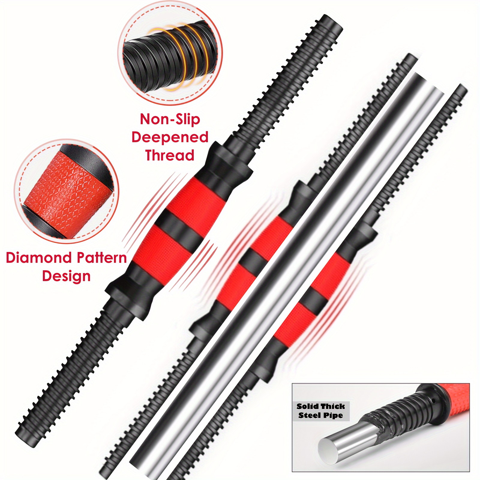 Adjustable Dumbbells Set, 20lbs/70lbs Weight Plate with Connector Used As Barbell, Fitness Strength Exercises for Home Gym, Red - Image 8