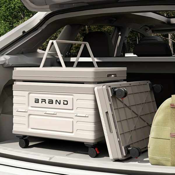 ZHOHO TANT 17.44gal Foldable Outdoor Storage Box with 360° Swivel Wheels & Handle, Durable Plastic Portable Crate for Camping, Shopping, Picnics - Multi-Purpose Space-Saving Design, Camping Storage, Picnic Essentials Carrier, Box,Cabinet,Rack for Outdoor Storage - Image 5