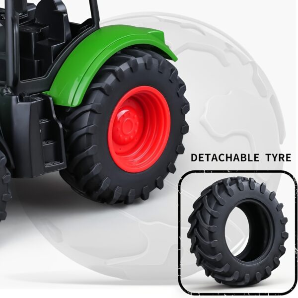 [1pc 16.5" Large Farm Tractor and Trailer Set] Large 16.5" Farm Tractor and Trailer Set, Weather Resistant Plastic, Push Operation, Realistic Vehicle Toy with for Ages 3-6, Ideal for Christmas and Birthday Gifts - Image 8