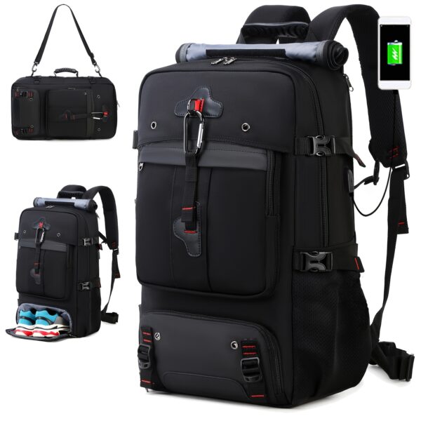 [Large Hiking Backpack] 50L Large Capacity Hiking Backpack | Outdoor Camping Backpack, Convertible Shoulder Bag For Ladies And Gentlemen With Shoe Compartment - Image 3