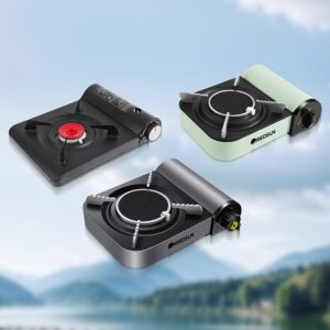 REDSUN 008G/028W/F8 Outdoor Butane Gas Stove Portable Camping Grill For BBQ, Hotpot, Picnic, RV, And More Includes Carrying Case