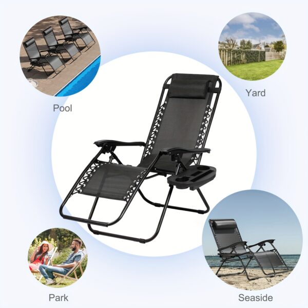 Zero Gravity Adjustable Relaxing Set Of 2 Chairs, With Cup Holder - Recliners For Patio, Lawn, Garden, And Beach - Image 2