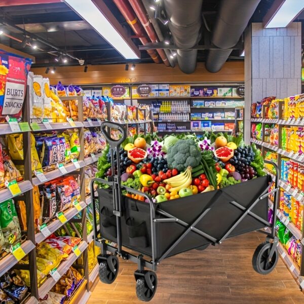 [600lbs Folding Cart] Heavy-Duty 600lbs Capacity Aluminum Alloy Folding Shopping Cart | Ergonomic Handles, All-Terrain Wheels, Durable Reinforced Frame | For Groceries, Moving, Home Use, 280lbs Folded Weight - Image 10
