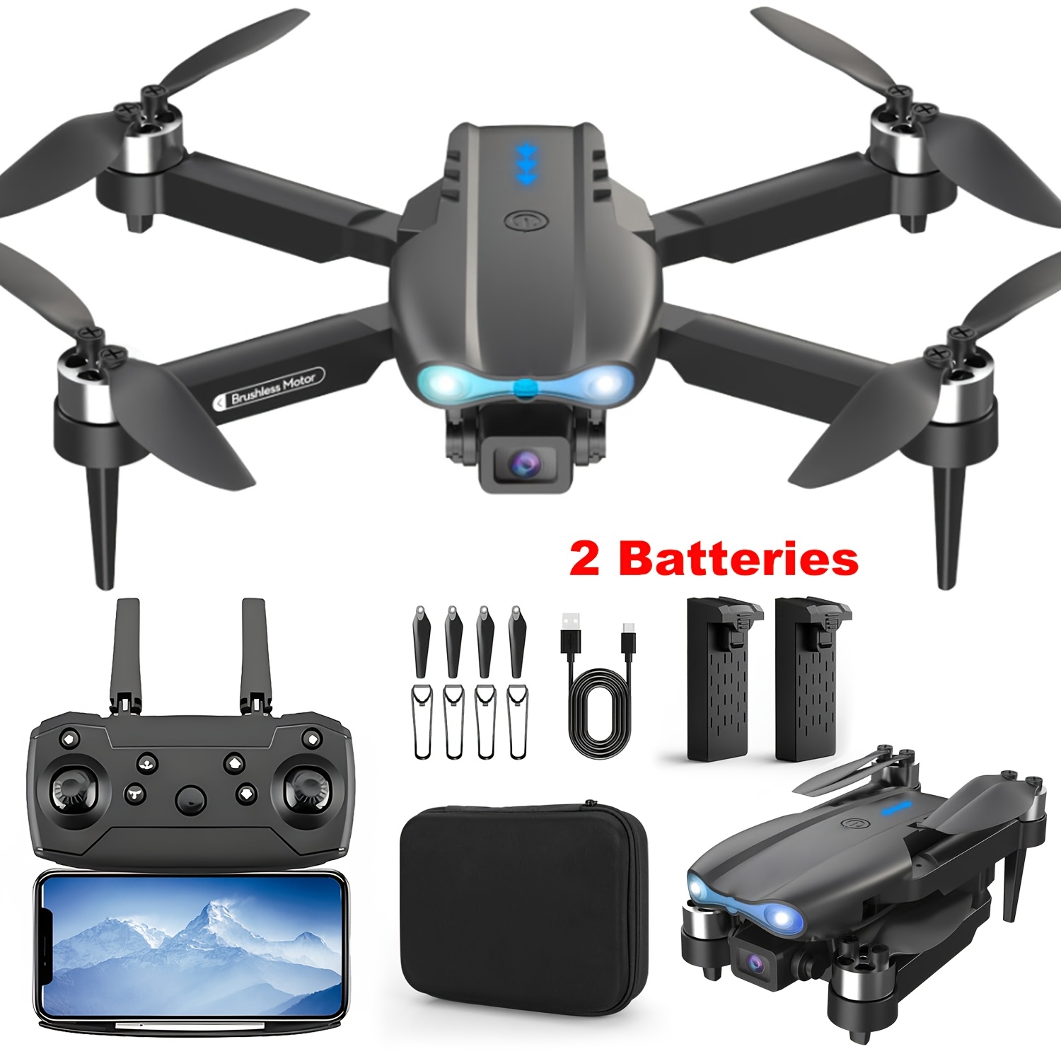 Dual Camera Drone, Foldable Remote Control Drone, Brushless Motor, Optical Flow Positioning, Intelligent Tracking, Indoor And Outdoor Discount Drone, 2 Batteries, 1 Battery, Beginner Gift, Easter Gift, Best Gift for Boyfriend - Image 3