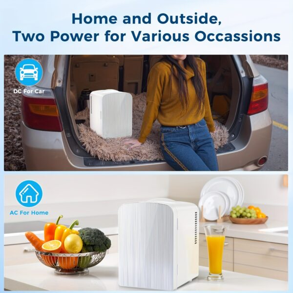 Mini Fridge, 1.06gal/6 Cans (11.16oz) Portable Compact Refrigerator with Gaming Light, AC/DC Power, Ideal for Skincare Products & Beverages, White, Mini Refrigerator, Lighting, Durable Construction - Image 10