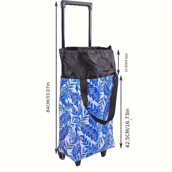 [Foldable Lightweight Trolley Shopping Cart] Multi-Functional Trolley Shopping Cart with Insulation Layer - Durable Metal Frame, Rolling Plastic Wheels, Foldable and Lightweight for Easy Travel, Drawstring Closure, Built-In Pockets, No Electricity Needed - Image 5