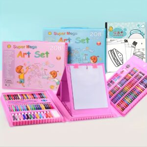 228pcs Children's Drawing Set with Drawing Board, Colored Pencils, Watercolors, Oil Pastels, Crayons, Pencils, Erasers, Drawing Books, Acrylic Markers, Color Coloring Books Fine Art Beginner Drawing Set Drawing Supplies for Children 3-10 Years Old Birthday Gifts, Children's Toys Children's Party Gift Toys