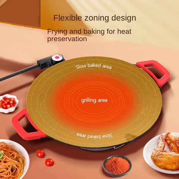 [Large Red Handle Electric Grill] Electric Grill Indoor, Large Red Handle Electric Grill, Fried Meat In The Barbecue Shop Plug-in Ready-to-use Fire Adjustable Non-stick Pan Easy To Clean Electric Grill, Indoor And Outdoor Multi-functional Electric Grill - Image 10