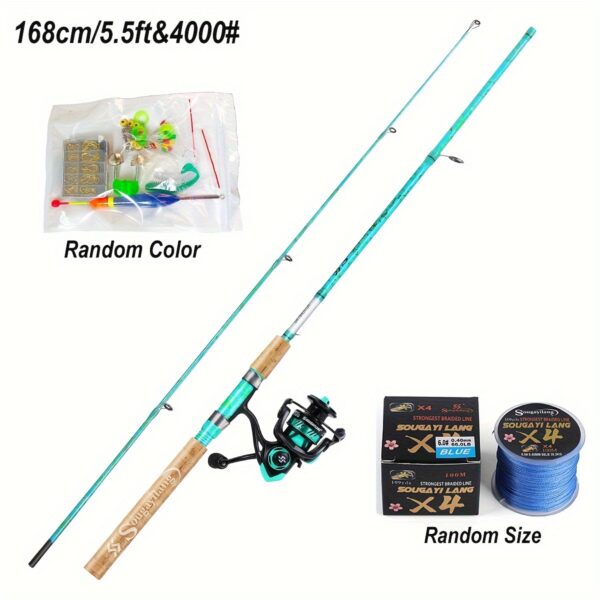 [Fishing Rod And Reel Combo] Sougayilang Fishing Rod and Reel Combo, 2-Section ML Adjustable Carbon Fiber Pole, 11+1BB Spinning Wheel, Ambidextrous, Fast Action, with Fishing Line, Lures, and Accessories for Saltwater and Freshwater - Image 7