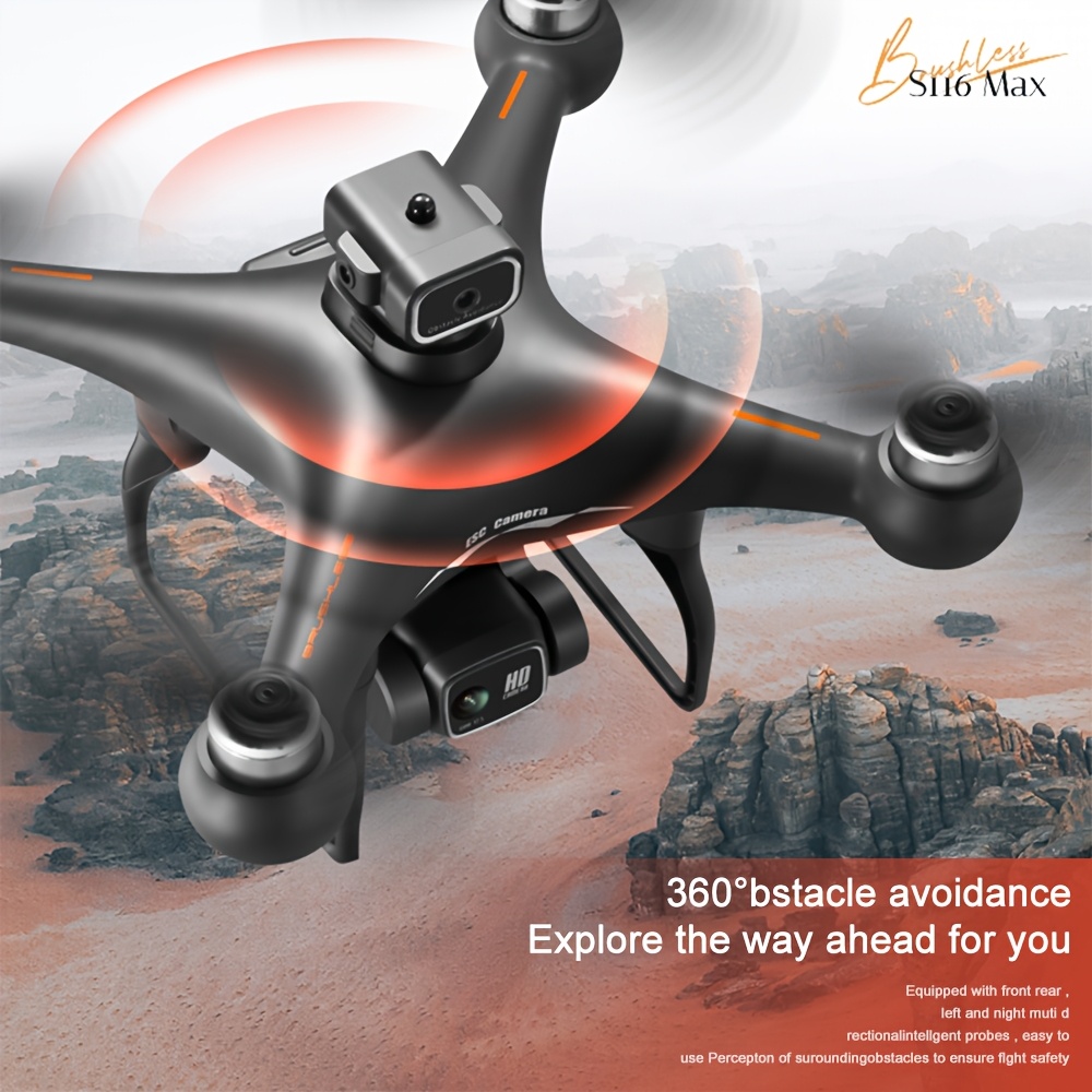 S116 MAX Brushless Optical Flow Drone with Dual Cameras, Headless Mode, 360° Obstacle Avoidance, WIFI FPV, Phone App Control And 4-Side Obstacle Avoidance for Effortless Aerial Photography for Halloween & Christmas Gifts - Image 3