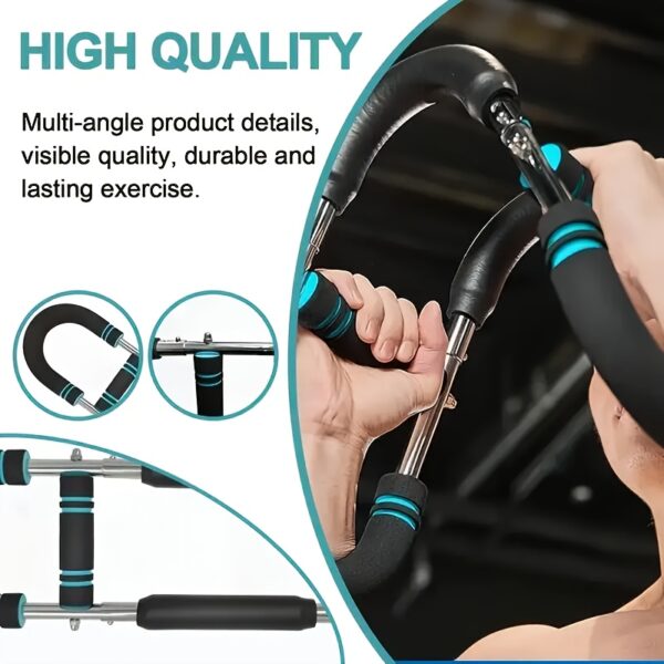 U-Shaped Multifunctional Adjustable Arm Strength Trainer, Triceps and Chest Fitness Equipment with 2-Level Spring Resistance Bands, Detachable Design, Comfort Grip, 60-100 lbs Home Gym Gear - Image 4