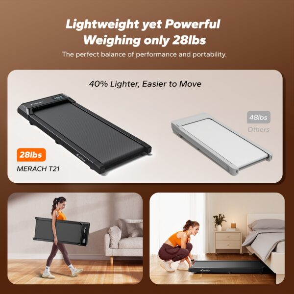 Under Desk Treadmill, 2-in-1 Walking Pad for Walking And Jogging 2.5HP Low-Noise Treadmill with Remote Control Lanyard 265lbs Weight Capacity, Workout Equipment for Home Gym - Image 5