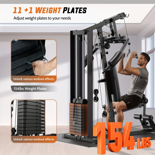 Versatile Adjustable Cable Machine for Home Gym - Full Body Workout Equipment with Pulley System, Includes Leg Press & Preacher Curl Pad - Sleek Black Iron Design - Perfect Christmas Gift for Men & Women, Gym Accessories - Image 5