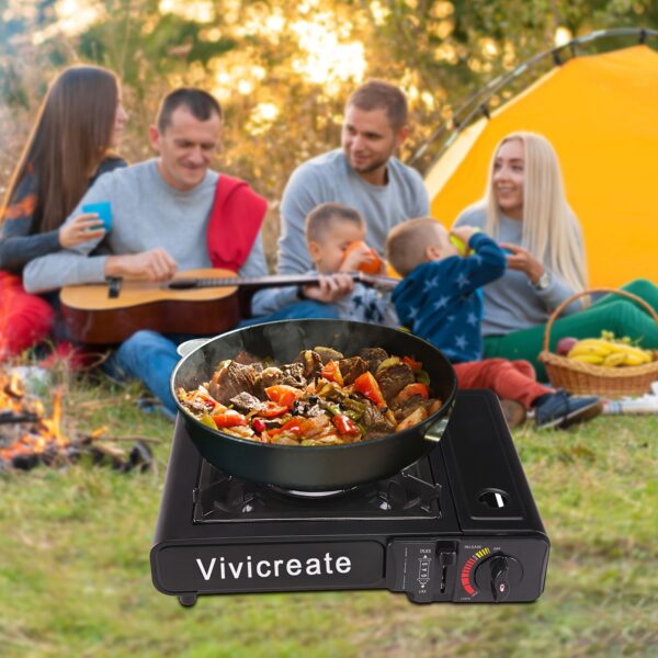 [Portable Stove] Portable Butane Stove | Vivicreate Compact Outdoor Cooking Burner with Powder-Coated Steel Finish, Easy-to-Carry Handle & Adjustable Knobs, Durable Cooking Surface, for Camping, BBQ & Korean Cooking - Image 6