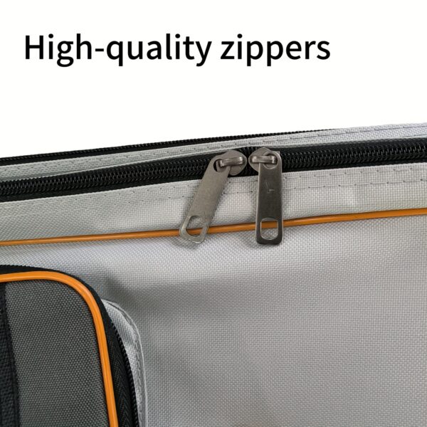 [Portable Fishing Gear Bag] Yuzhiyuan Fishing Gear Bag, Durable & Lightweight, with Multiple Compartments | Ideal for Freshwater and Saltwater Fishing, Gray with Orange Accents, Perfect Gift for Anglers, Fishing Accessory - Image 2