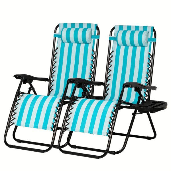 Zero Gravity Adjustable Relaxing Set Of 2 Chairs, With Cup Holder - Recliners For Patio, Lawn, Garden, And Beach - Image 16