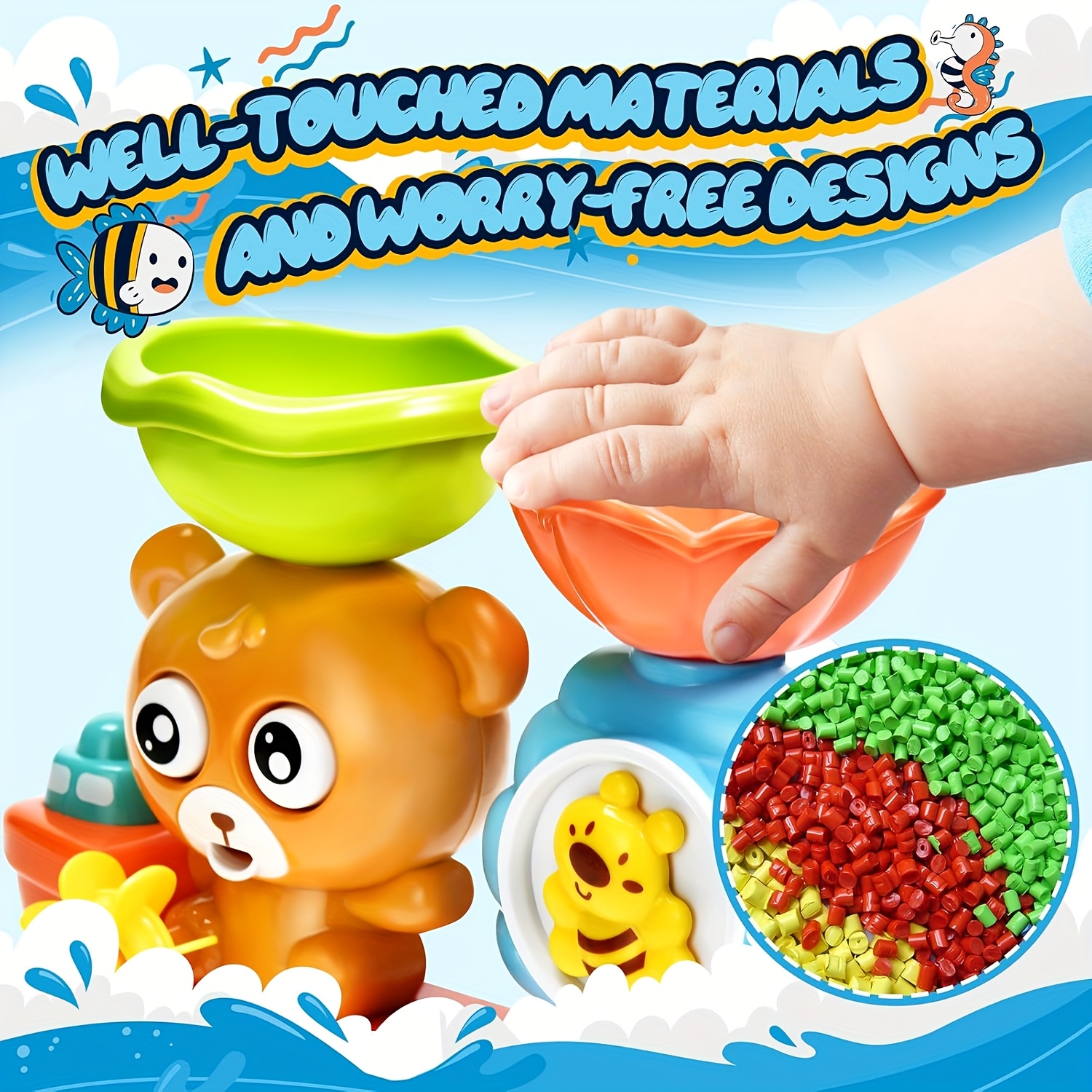 Baby Bath Toy with Two Strong Suction Cups, Kids Bathtub Water Play Bear Boat Toy for Boys and Girls, Ideal Gift for Infants and Toddlers Learning to Shower - Image 9