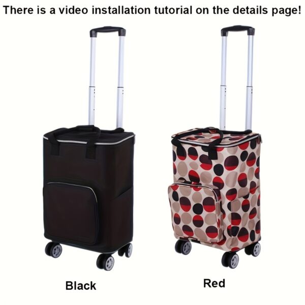[Insulated Cooler Bag] 1pc Insulated Cooler Bag, Thermal Trolley Bag | Oxford Fabric, Car Outdoor Insulation, Ice Pack, Wheels, Foldable, Camping Refrigerator, Suitable for Outdoor Travel, Fishing, Beach, Outdoor Tool Storage, Thanksgiving, Christmas, Halloween, Mother's Day - Image 6