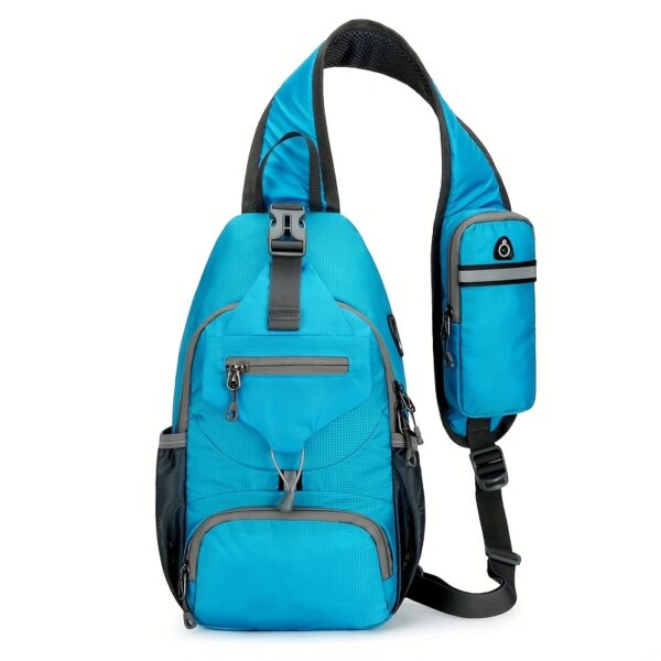 [Multi-Functional Crossbody Bag] Multi-Functional OGEHUAFEE Women's Lightweight Crossbody Bag | Adjustable Chest Pack with Multiple Compartments, Durable Nylon for Outdoor Travel, Hiking & Daily Use, Sporty Design Black/Blue/Army Green, Fashionable Accessory, Bungee Cord Attachment - Image 7