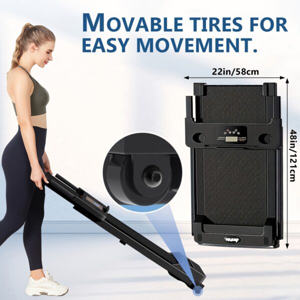 [Portable Treadmill] 3.0HP Foldable Portable Home Treadmill | Load-bearing 300 LBS, Small Home Office Walking Treadmill, Armrest, LED Display, Walking Jog, Plug-in - Image 4