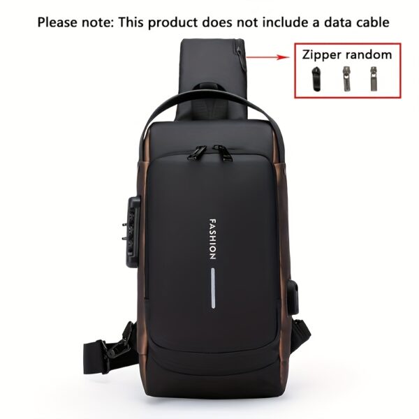 [Anti-Theft Backpack] High-Capacity Adjustable Crossbody Backpack | Men's, Anti-Theft Password Lock, Durable Fabric, Multi-Compartment Design, Secure Zipper Closure, Secure Travel Bag - Black - Image 5
