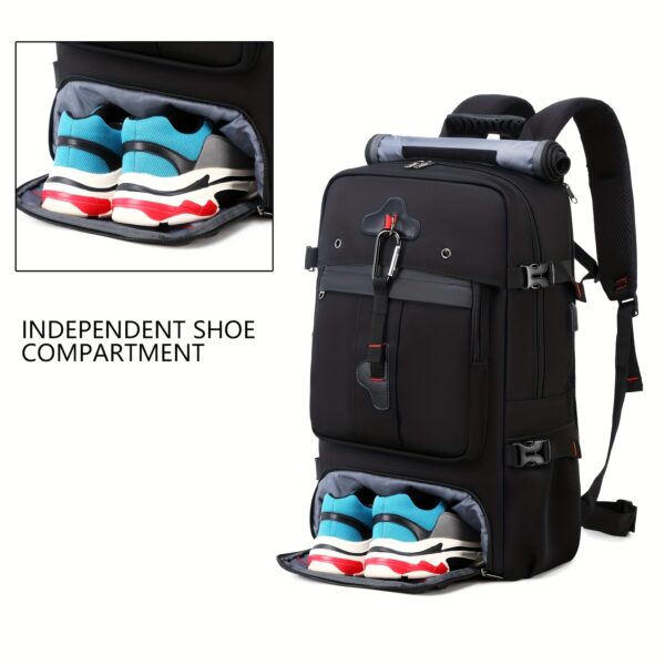 [Durable Hiking Backpack] Durable 50L High-Capacity Hiking Backpack with Shoe Compartment | USB-Powered, Adjustable Straps - Ideal for Outdoor Camping, Back-to-School Season, Backpack for Travel - Image 5