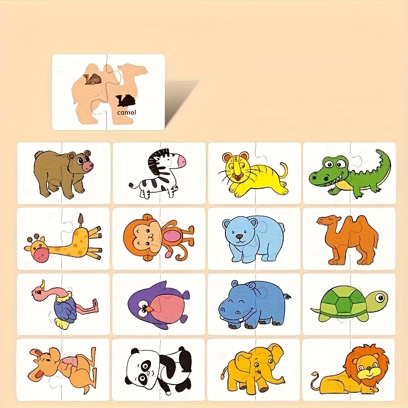 Suitable for Children's 16-Pattern 32pcs Animal and Fruit Themed Matching Puzzle Cards, Educational Cognitive Development Toy Set, Suitable for Toddler Learning, Perfect for Birthday Parties, Baby Showers, and Holiday Gifts, Ages 0-3 - Image 3