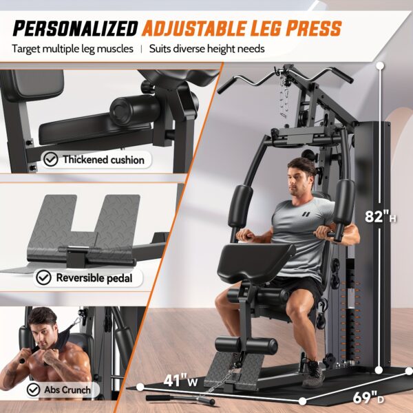 Versatile Adjustable Cable Machine for Home Gym - Full Body Workout Equipment with Pulley System, Includes Leg Press & Preacher Curl Pad - Sleek Black Iron Design - Perfect Christmas Gift for Men & Women, Gym Accessories - Image 4