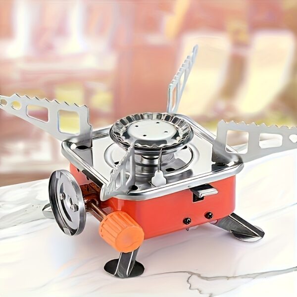Windproof camping stove camping gas stove, portable foldable stove, used for outdoor backpack hiking and picnicking. Portable foldable camping stove - ideal choice for outdoor exploration, picnicking, and grilling, material, iron - Image 3