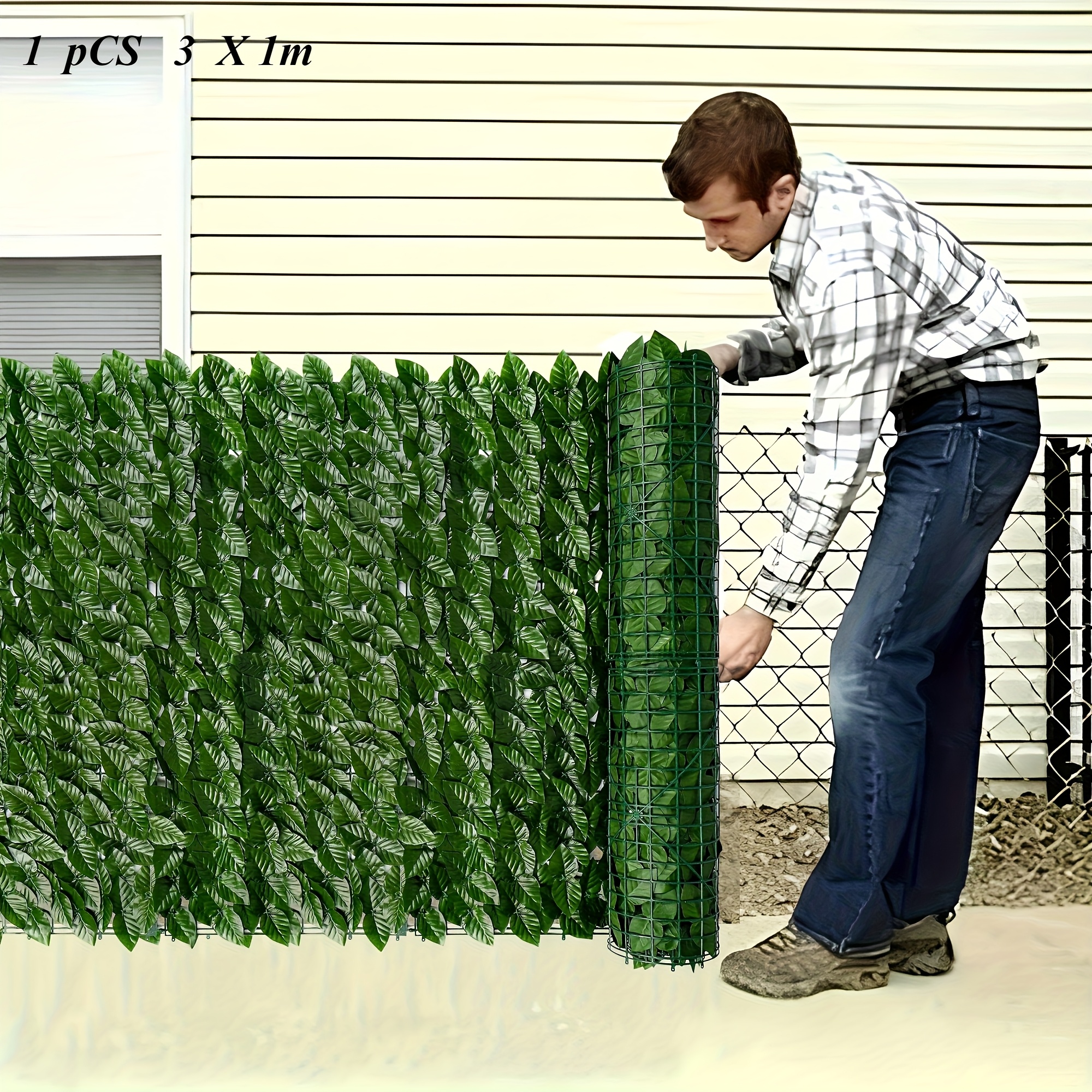 118.11inch x 39.37inch Expandable Artificial Evergreen Ivy Privacy Fence Screen - UV-Protected, Waterproof Plastic Vine Leaf Panel for Outdoor Garden, Patio, Courtyard Decor - Versatile Green Wall Hedge Cover, Fence Decor - Image 3