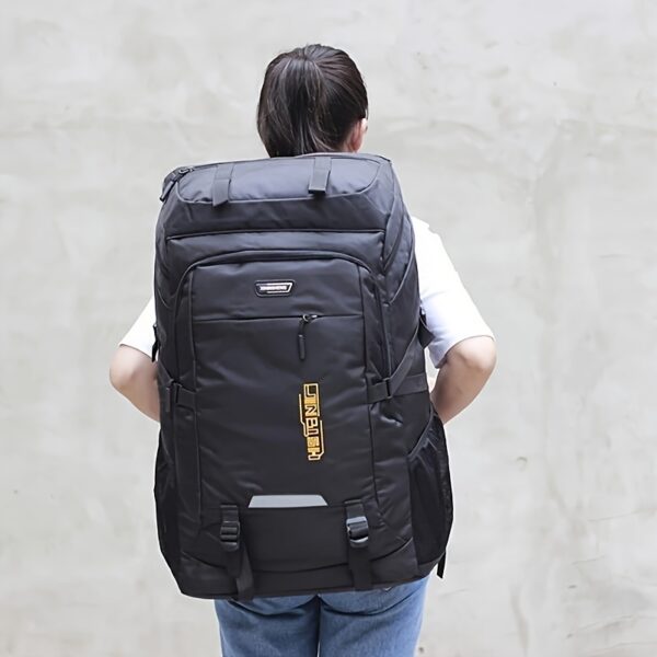 YOBENKI Large Capacity Travel Backpack with Laptop Compartment, Adjustable Shoulder Straps, Lightweight Polyester Lining for Hiking, Camping, Business & Daily Use - Black, Backpack for Travel, Camping Gear, Sleek Design, Secure Zipper Closure - Image 10