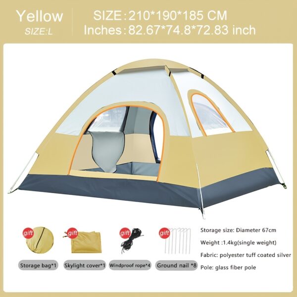 [Luxury Camping Tent] ALPACA OUTDOORS 4-Person Luxury All-Season Family Camping Tent | 2 Doors & 2 Windows, Durable O-Shaped Shape, 1 Sun Shelter, Portable Shelter for Outdoor Adventures - Image 7