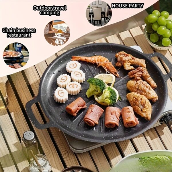 Whistle Texture Grill Pan Korean BBQ Iron Skillet Suitable for Induction Stove Outdoor Camping Frying Pan - Image 2