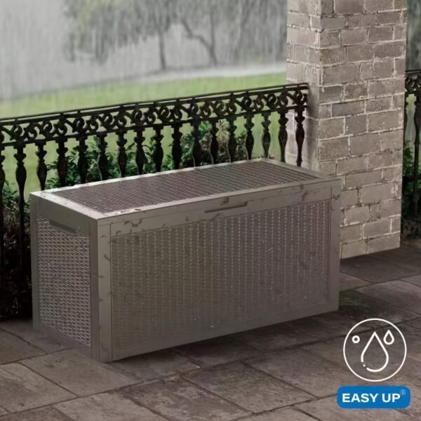 EasyUp All-Weather Outdoor Deck Box - Heavy-Duty Resin Construction, High Quality Flip-Top Lid, Minimalist Design for Patio, Deck & Backyard Storage (32GAL, 40GAL, 50GAL, 60GAL, 90GAL, 120GAL) - Coffee & Black, Deck Box for Outdoor Storage, Patio Organization, Contemporary Style, Durable Construction, Patio Decorators, Box, Cabinet, Rack for Outdoor Storage - Image 2