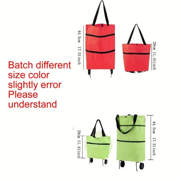 [Collapsible Red Shopping Cart] Large Capacity Red Collapsible Shopping Cart - Durable Plastic, Leak-Proof, Multi-Compartment Trolley for Groceries and More, Foldable - Image 3