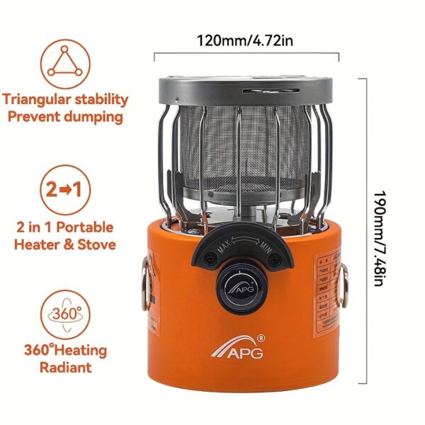 [1pc Portable Propane Heater] 1pc Portable 9000 BTU Propane Heater & Stove Combo | Stainless Steel with Powder Coated Finish, Foldable Legs | For Camping, Hiking, Picnics & Winter Heating, Indoor/Outdoor Use, No Electricity Needed, Compact Design, Durable Construction - Image 10