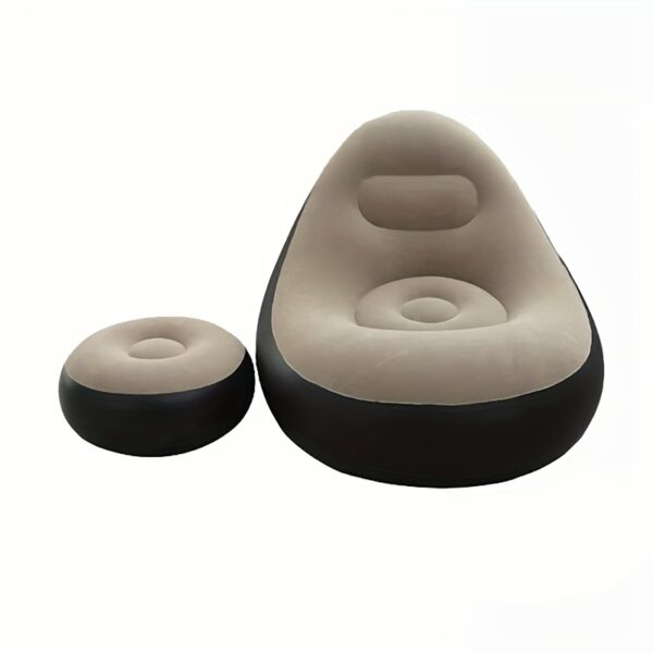 [Inflatable Sofa] 1pc Portable Inflatable Plush Sofa Lounger | Foldable with Footrest, Outdoor Recliner Chair for Camping Use - Image 3