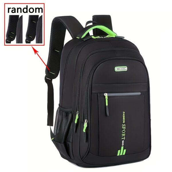 Stylish Black Nylon Backpack with Golden Accents - Large Capacity, Multiple Compartments, Durable & Lightweight for Middle & High Students, Trendy Campus Travel Bag with Laptop Sleeve, Backpack for - Image 13