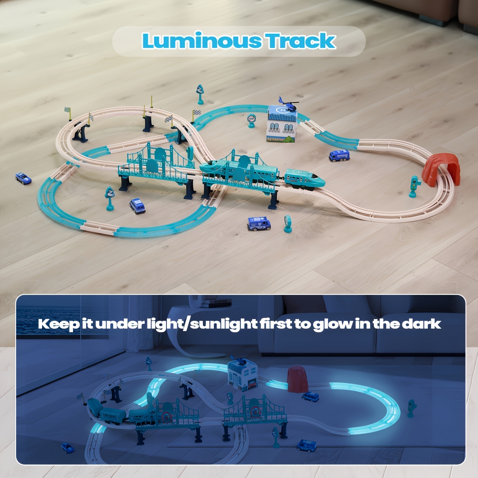 Electric Train Set, Track Head, Passenger Car, Glow-in-the-dark Track, Lights And Sounds Transformable DIY Train Set for Kids Over 3 Years Old Birthday Halloween, Christmas Gifts, Best for Christmas - Image 8