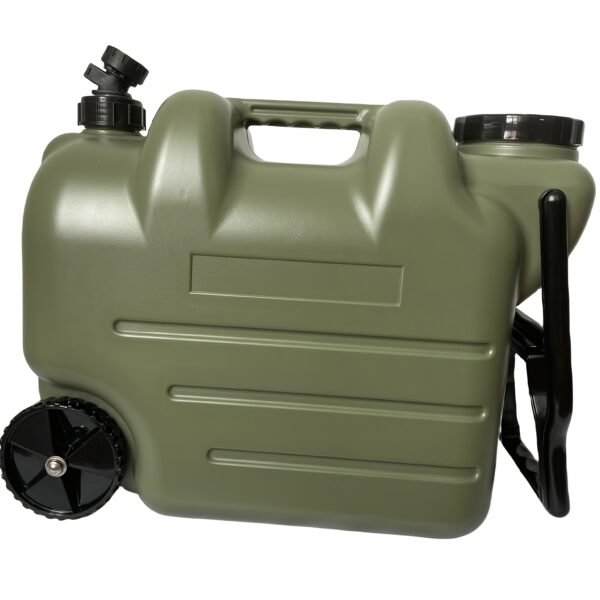 [Portable Water Bucket] 7.4 Gal Portable Water Bucket with Wheels & Pull Rods | Large Capacity PE Square Container, Olive Green with Black Wheels for Camping, Hiking, and Picnics | Outdoor Water Transport, Transportable Water Storage, Durable PE Material - Image 10